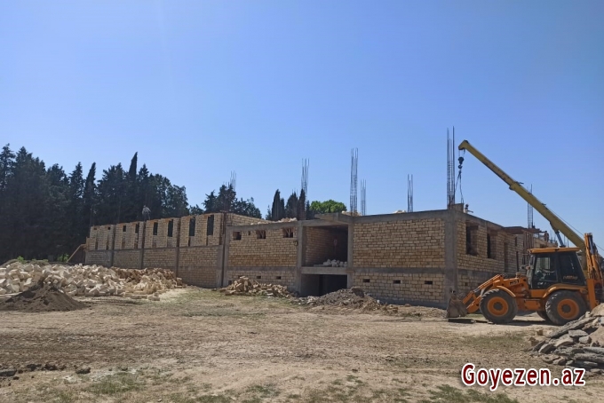 Şahnabat Nəsibova adına Sarıvəlli kənd tam orta məktəb üçün yeni binanın tikintisi sürətlə davam etdirilir