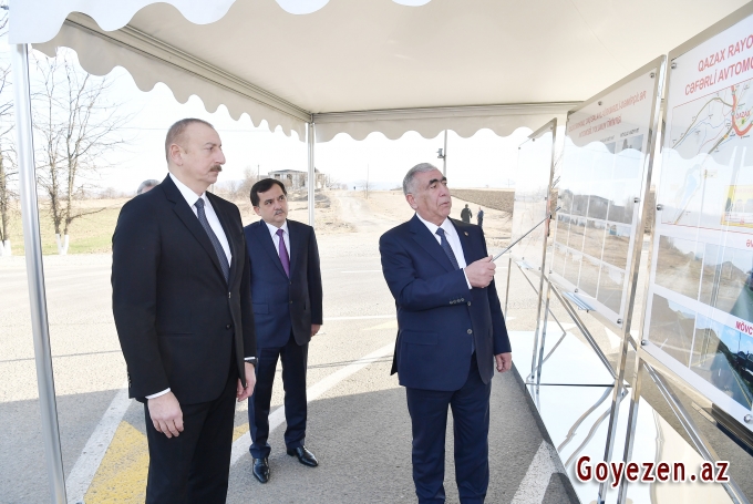 Prezident İlham Əliyev Daş Salahlı-Ürkməzli-Dəmirçilər avtomobil yolunun açılışında iştirak edib