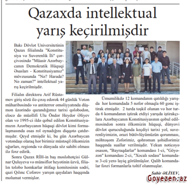 Qazaxda intellektual yarış keçirilmişdir